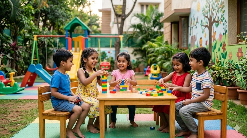 Best Daycare in Indiranagar 2026: Complete Guide Children playing and learning together outdoors at a daycare in Indiranagar.