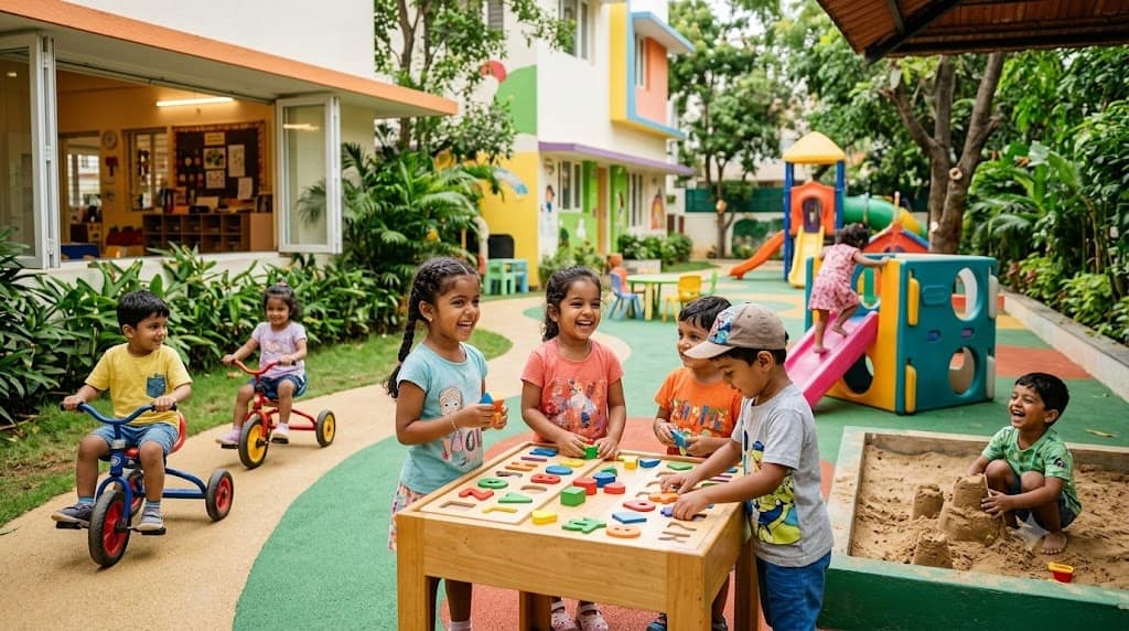 Top 10 Preschools in Bangalore 2026 | Best Guide Children enjoying outdoor learning and play activities at one of the top 10 preschools in Bangalore
